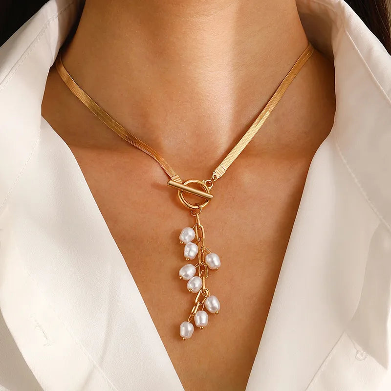 Collar Pearl Link | Elegancia Moderna en Acero Inoxidable – Golden Lily