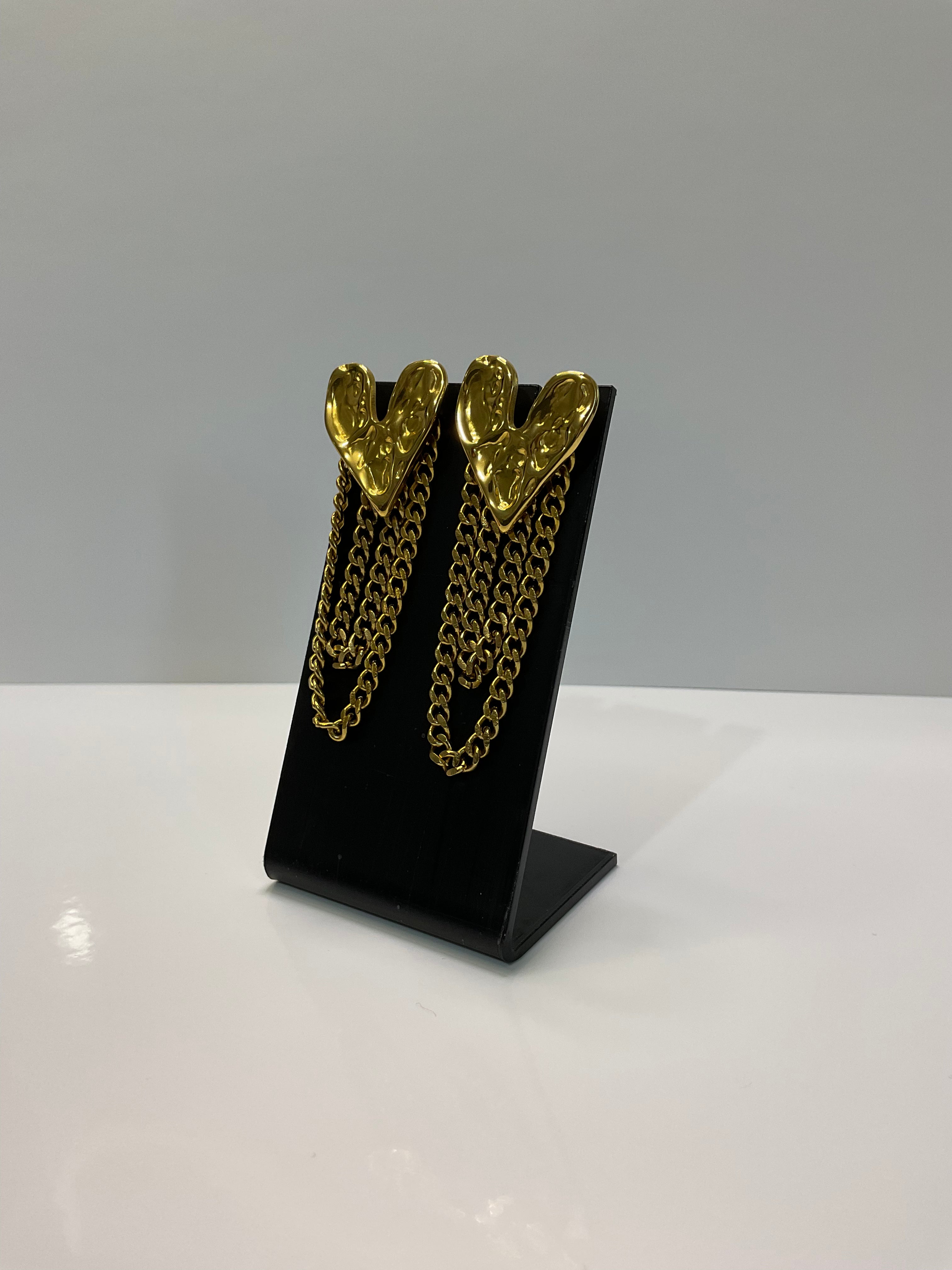 Golden Heart Drip Earrings