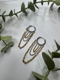 Aretes Chain Fusion | Elegancia Moderna Bicolor – Golden Lily