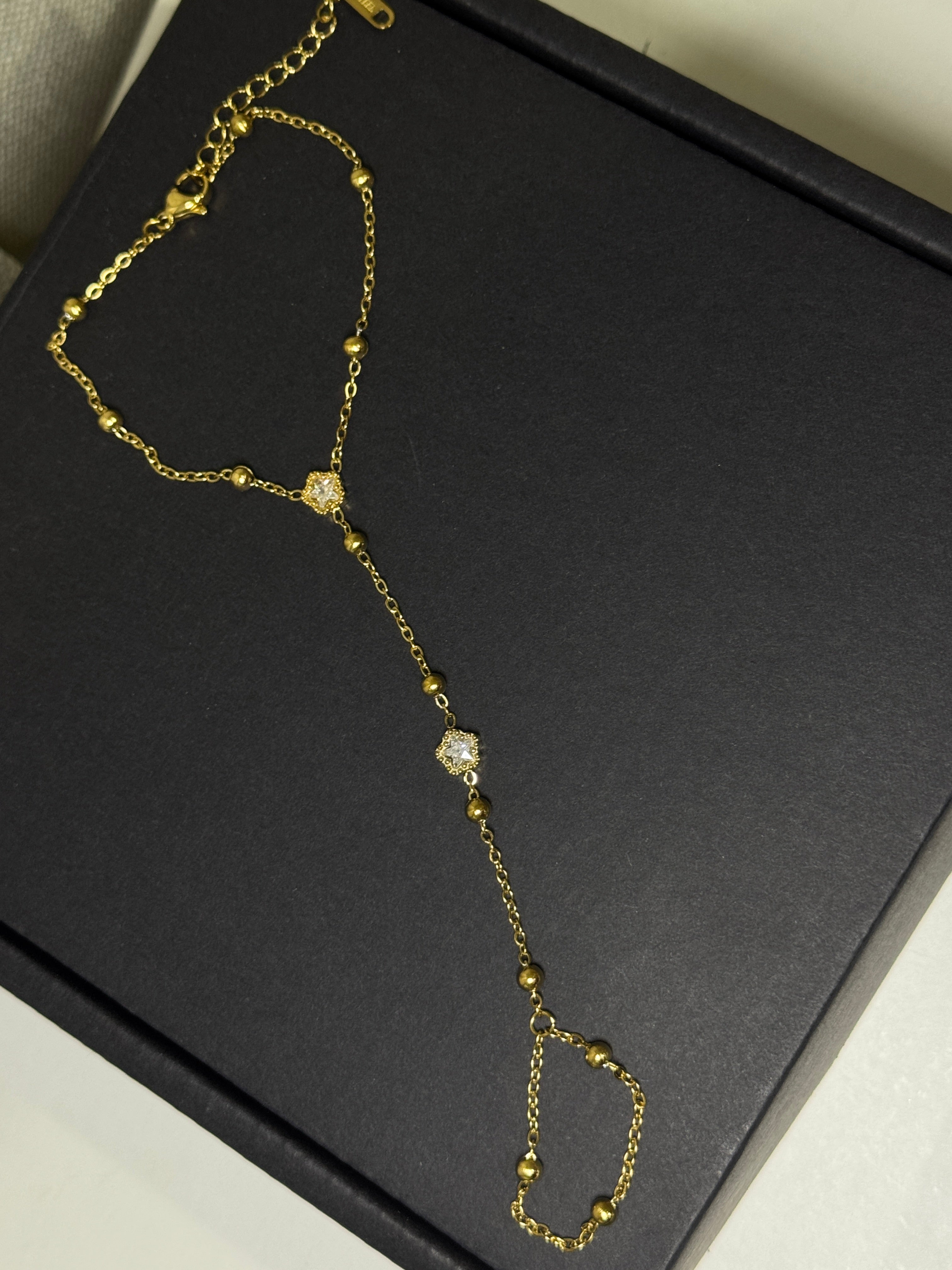 Golden Lily – Hand Chain Crystal Blossom