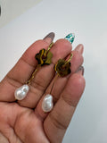 Golden Petal Drop Earrings