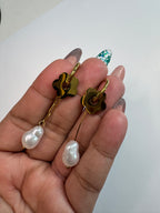 Golden Petal Drop Earrings