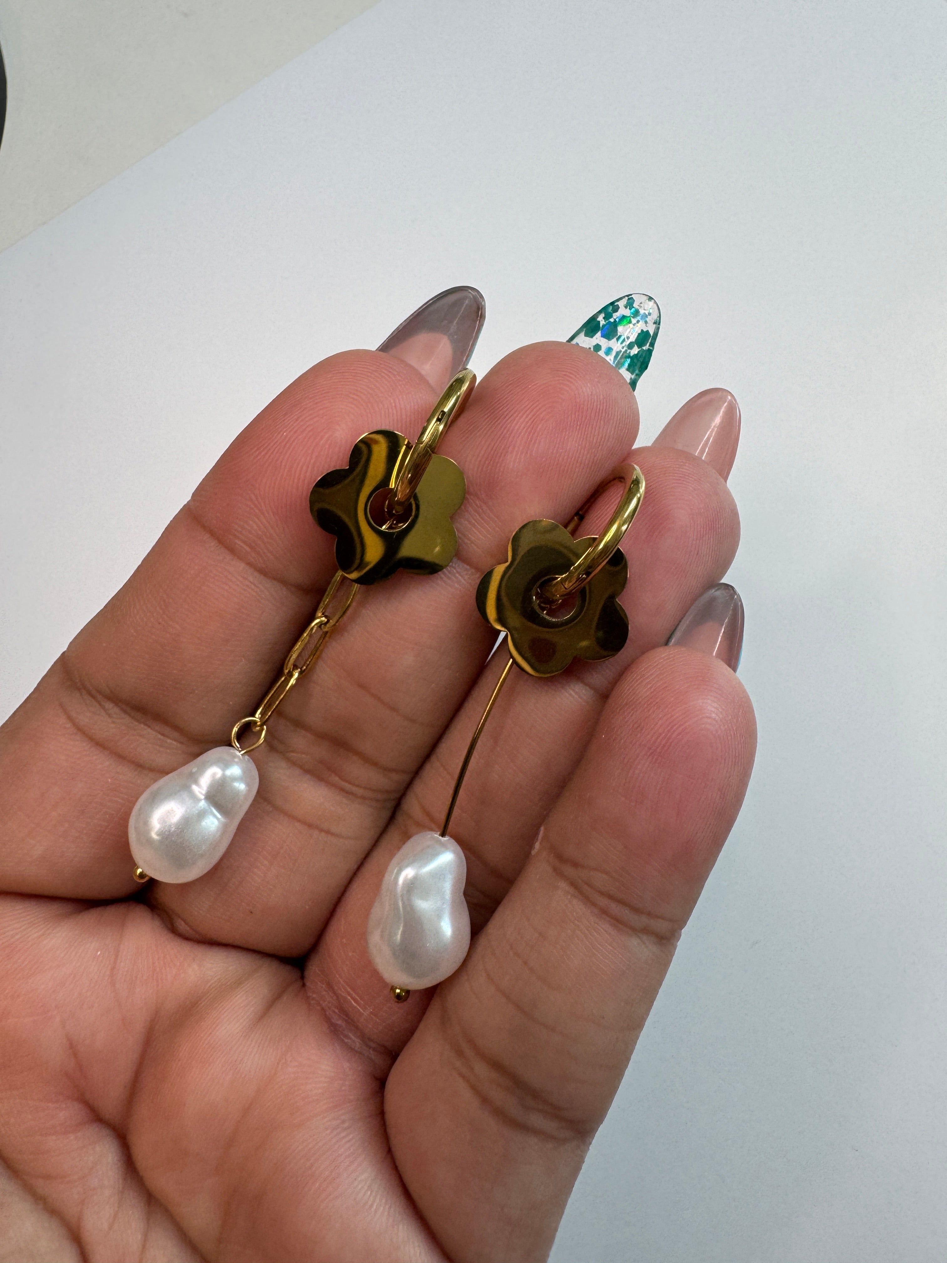 Golden Petal Drop Earrings