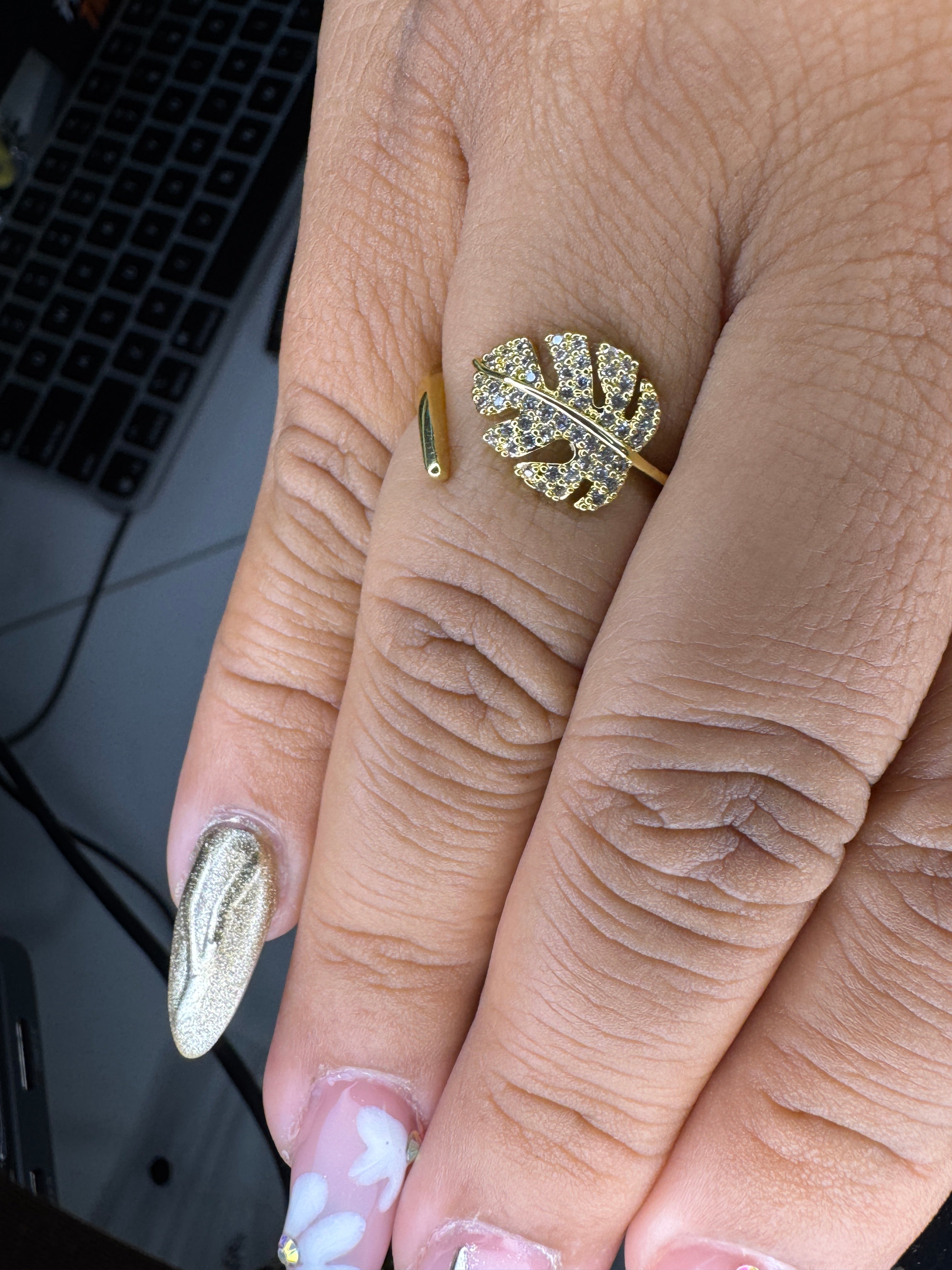 Anillo Leaf Glam Ajustable