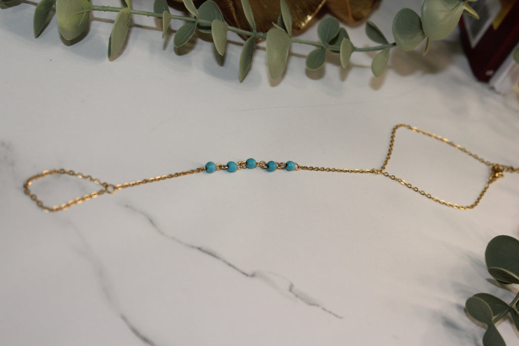 Turquoise Grace Hand Chain | Elegancia Fresca y Delicada – Golden Lily