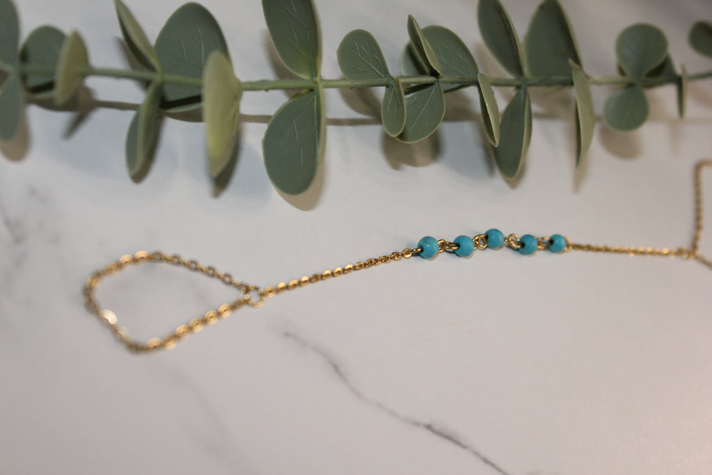 Turquoise Grace Hand Chain | Elegancia Fresca y Delicada – Golden Lily