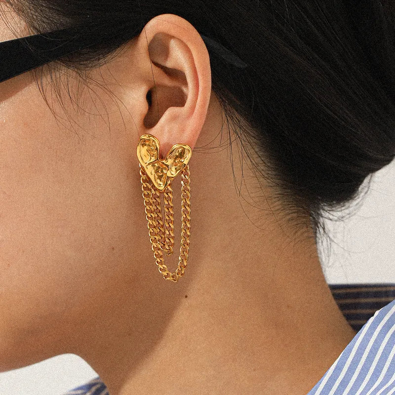 Golden Heart Drip Earrings