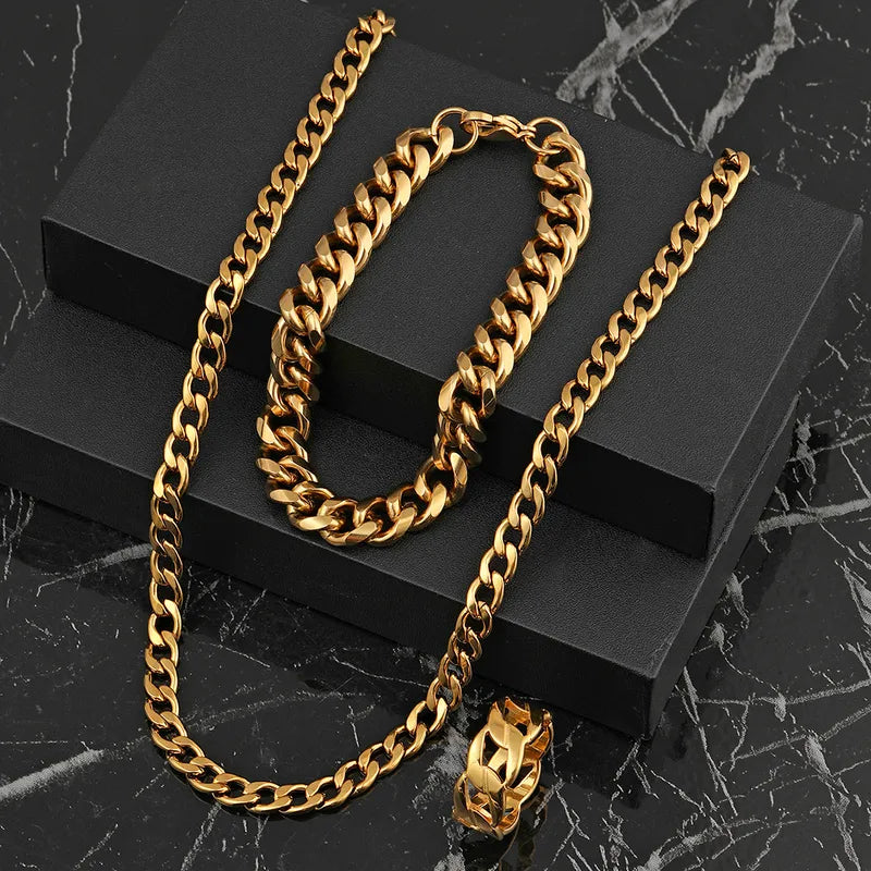 Set Cuban Luxe Gold Unisex